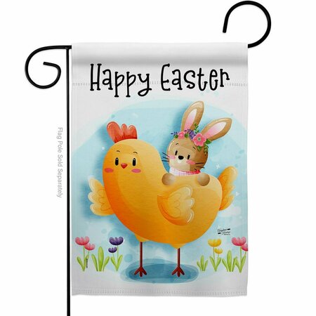 PATIO TRASERO 13 x 18.5 in. Chick with Bunny Garden Flag with Spring Easter Dbl-Sided Decorative Vertical Flags PA4214843